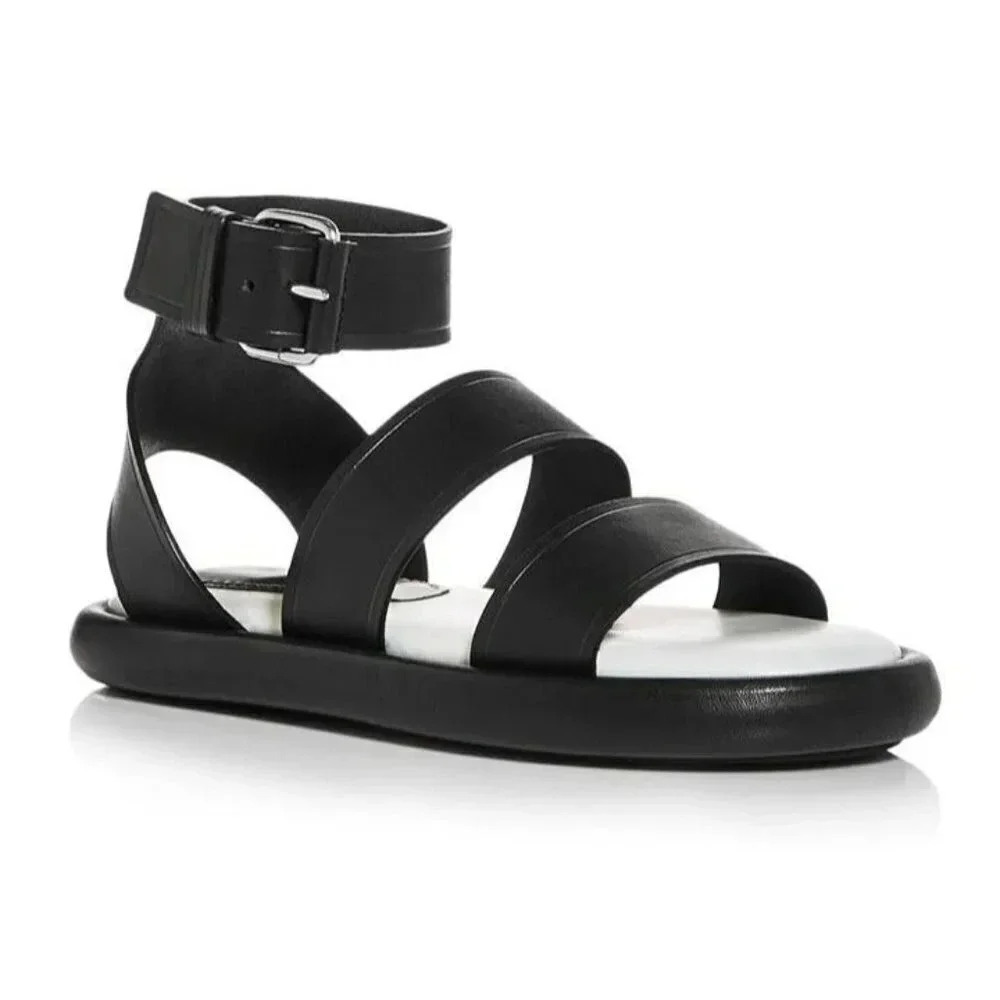 NIB Proenza Schouler Women's Black Leather Caged Sandals Size EU 38 (MSRP $695)